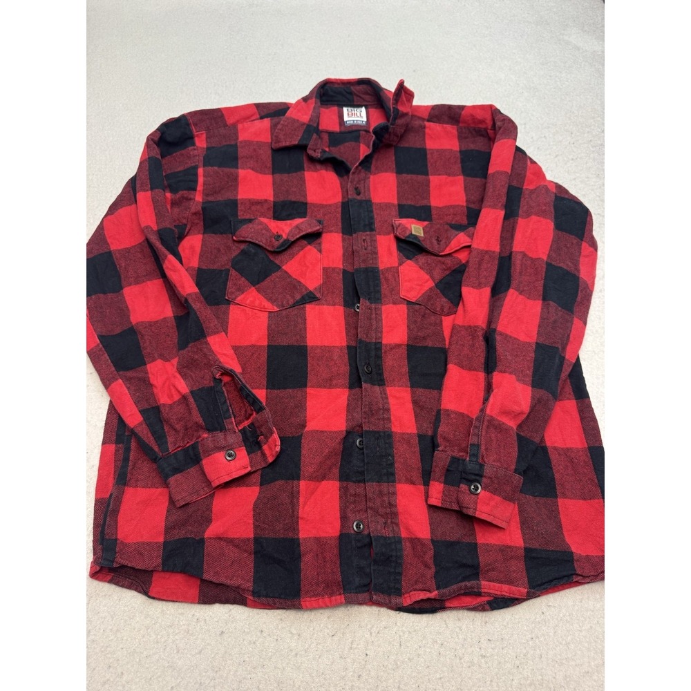 Big Bill Shirt Mens XL Red Plaid Flannel Long Sleeve Button Up USA Workwear
